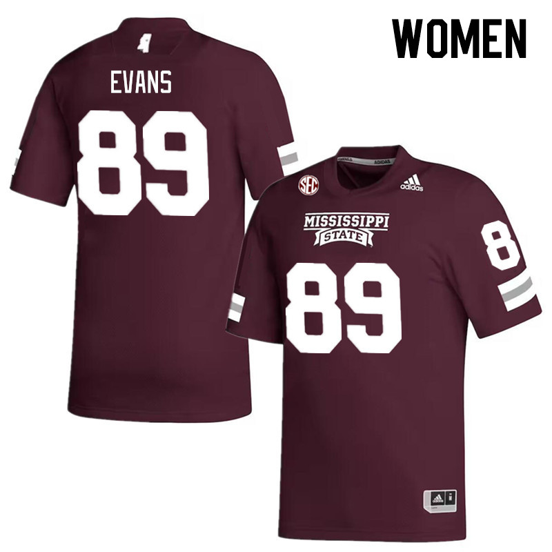 Women #89 Grant Evans Mississippi State Bulldogs College Football Jerseys Stitched Sale-Maroon - Click Image to Close